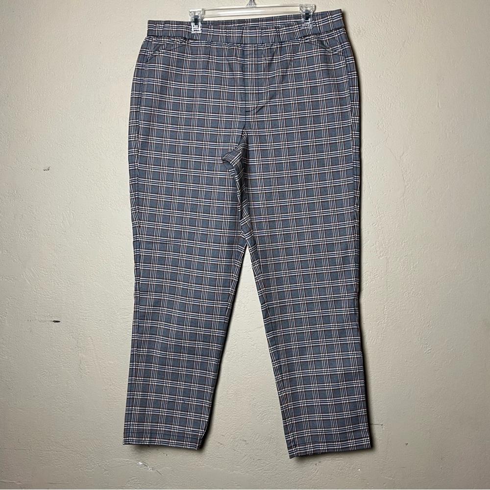 Land's End Women's‎ Ankle Pull On Multicolor Pants Plaid Size 16 Tall Slim Leg